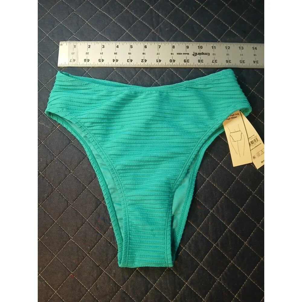 No Boundaries Bikini Bottoms Size S Small Green Cheeky High Leg High Waist New